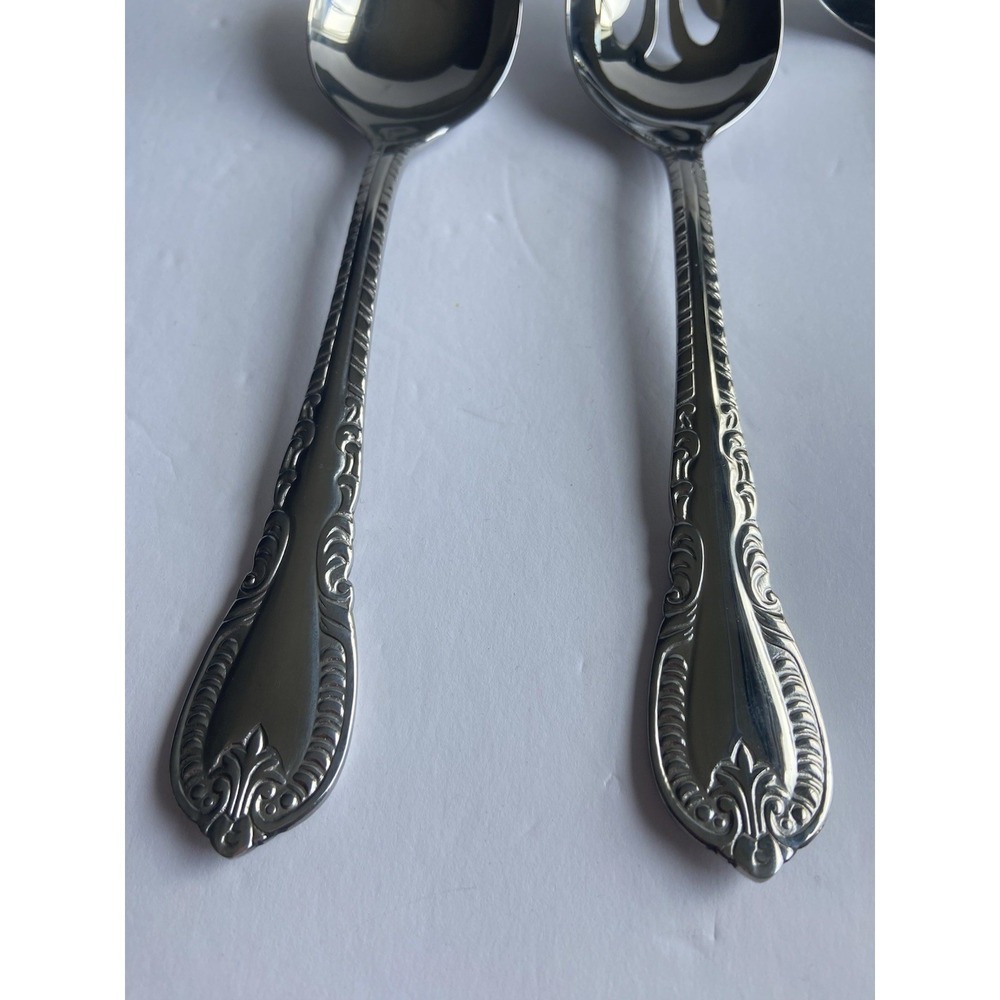Reed & Barton French Scroll 18/10 Stainless Steel Host Serving Set 8 Piece - Picture 7 of 9